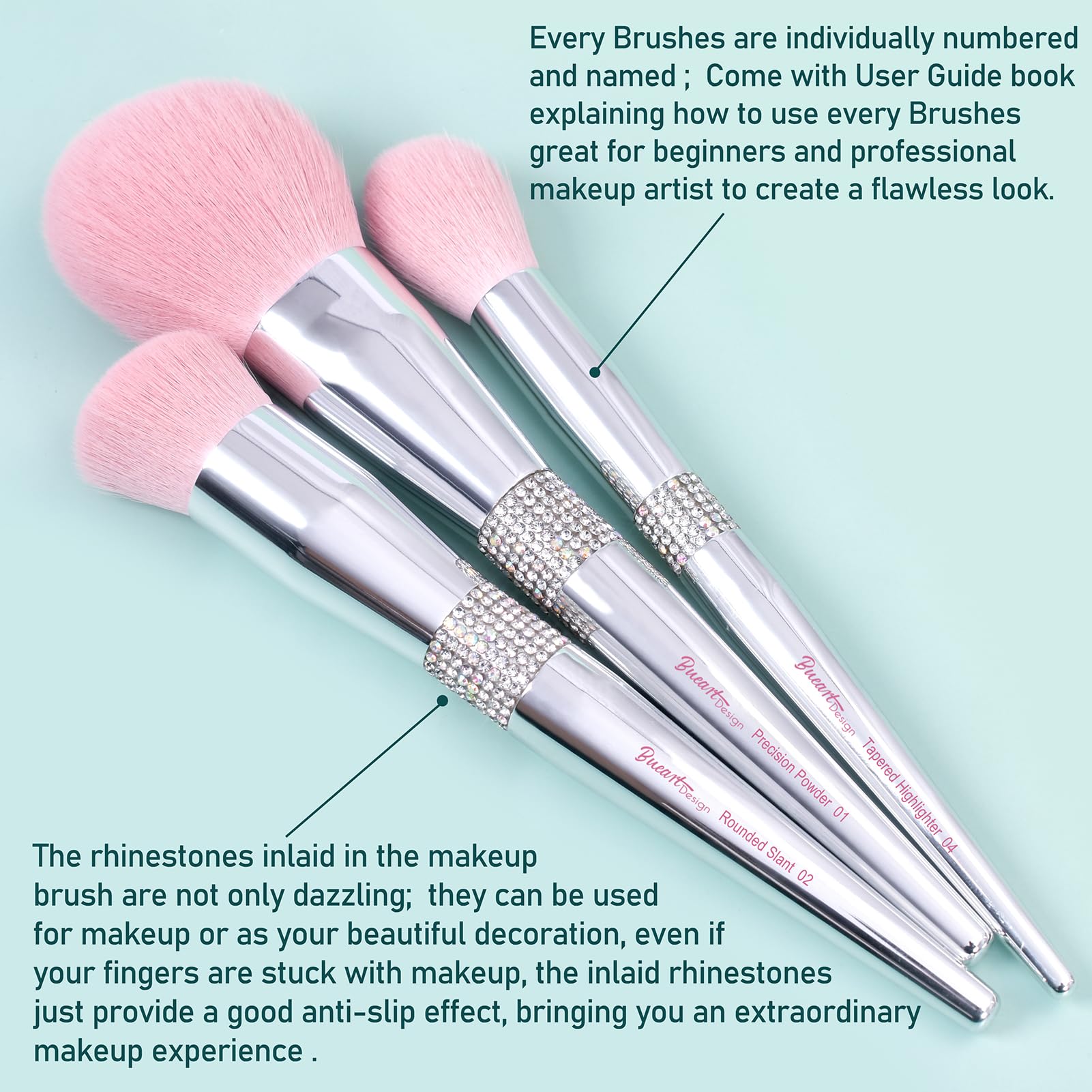 Bueart Design vegan hair close-up shows soft fibers for smooth makeup application.