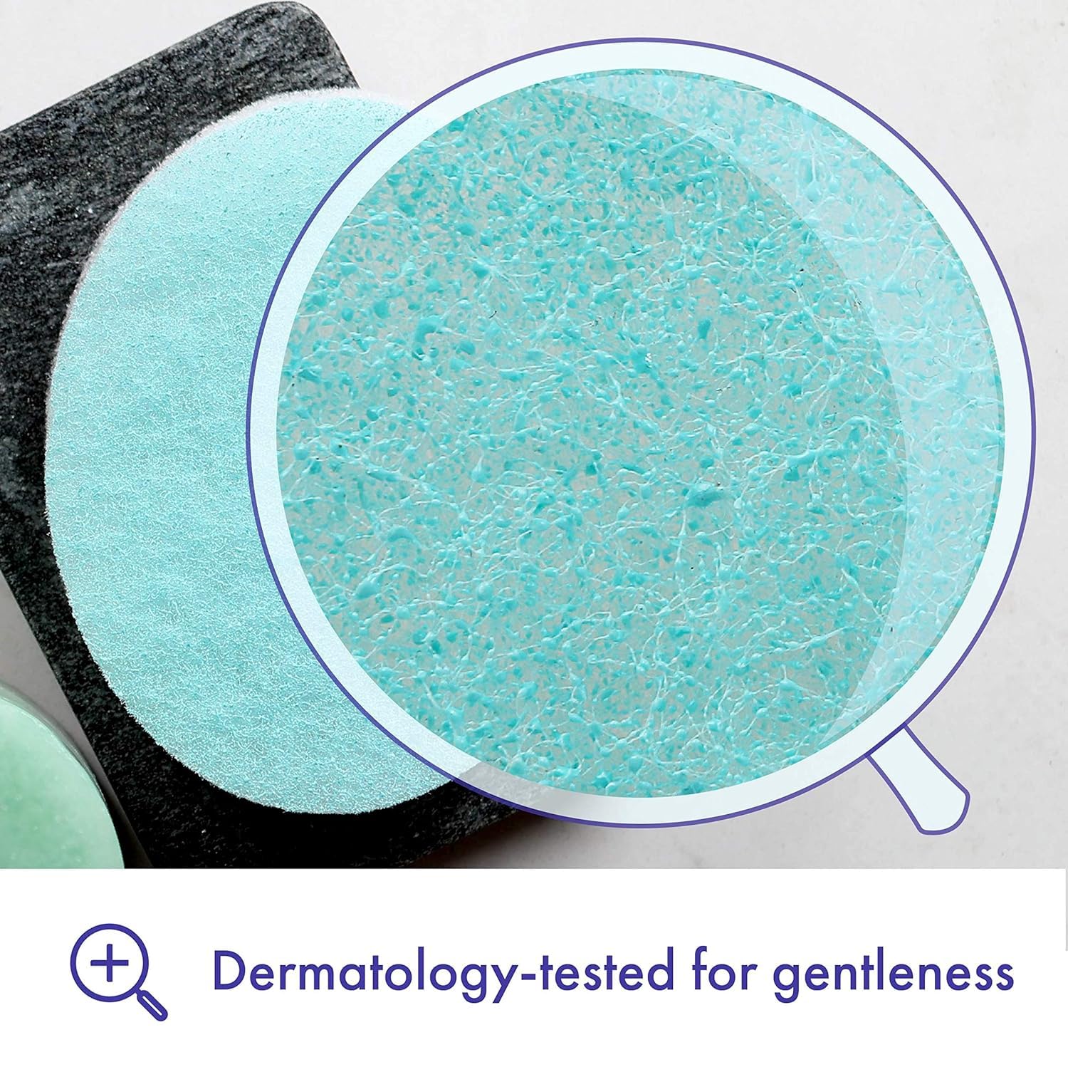 Buf-Puf body sponge close-up with rich lather for cleansing