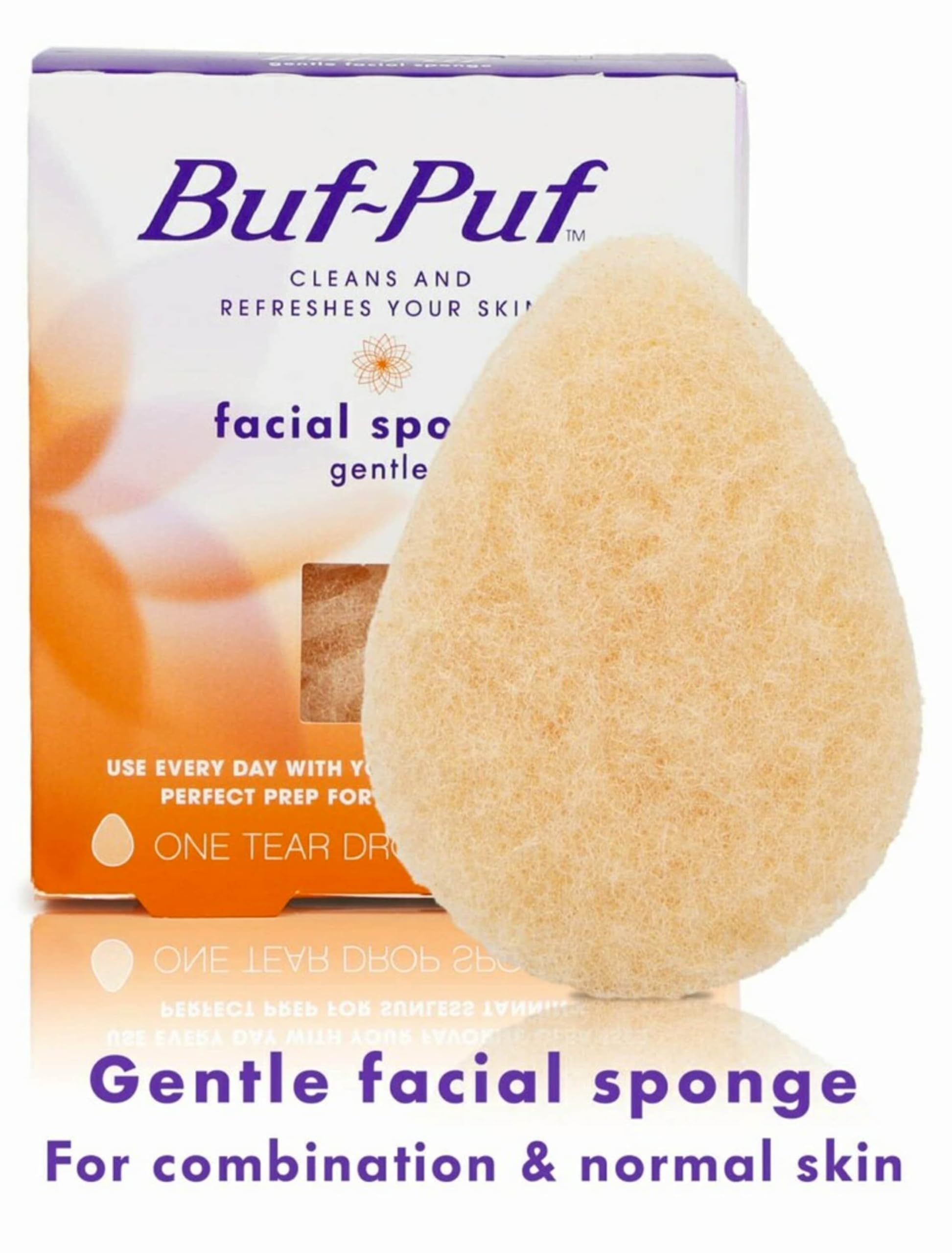 Buf-Puf daily cleansing closeup shows soft texture perfect for gentle face washing.