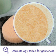 Buf-Puf exfoliating textured sponge reveals micro-scrub surface for smoother skin.