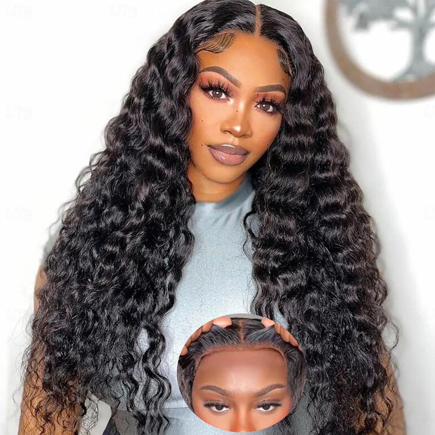 Bugtum glueless wigs HD lace closure closeup showing natural parting for seamless blending