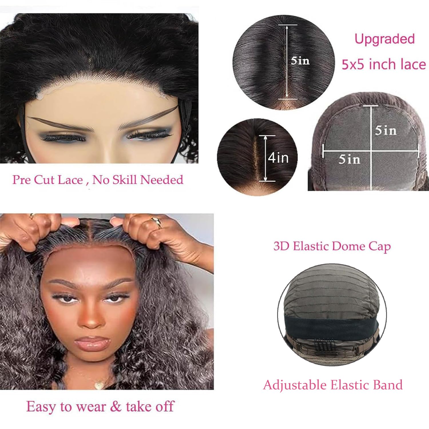 Bugtum glueless wigs pre-cut lace detail for beginner-friendly wear