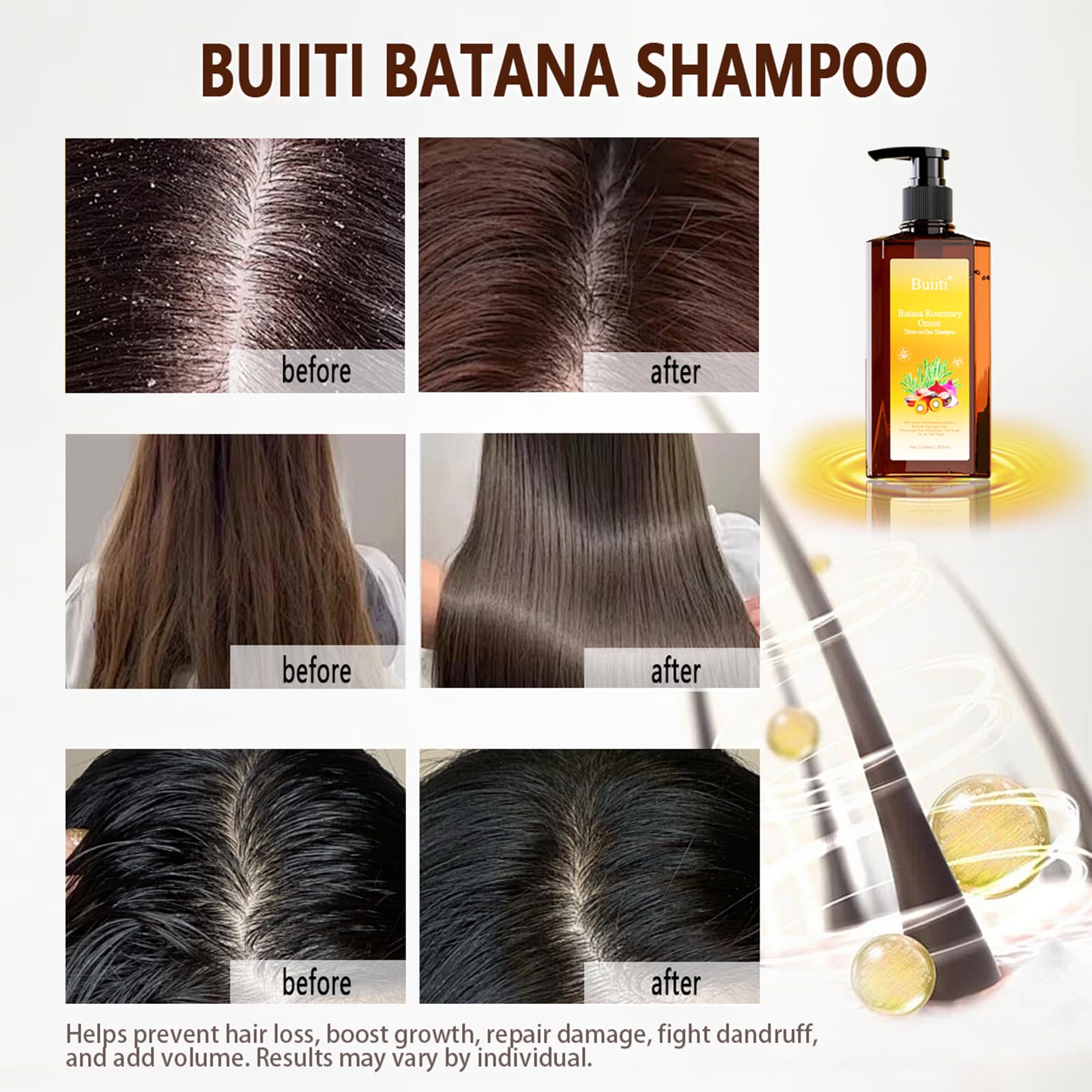 BUIITI Batana Oil Shampoo application on scalp demonstrates nourishing scalp care.