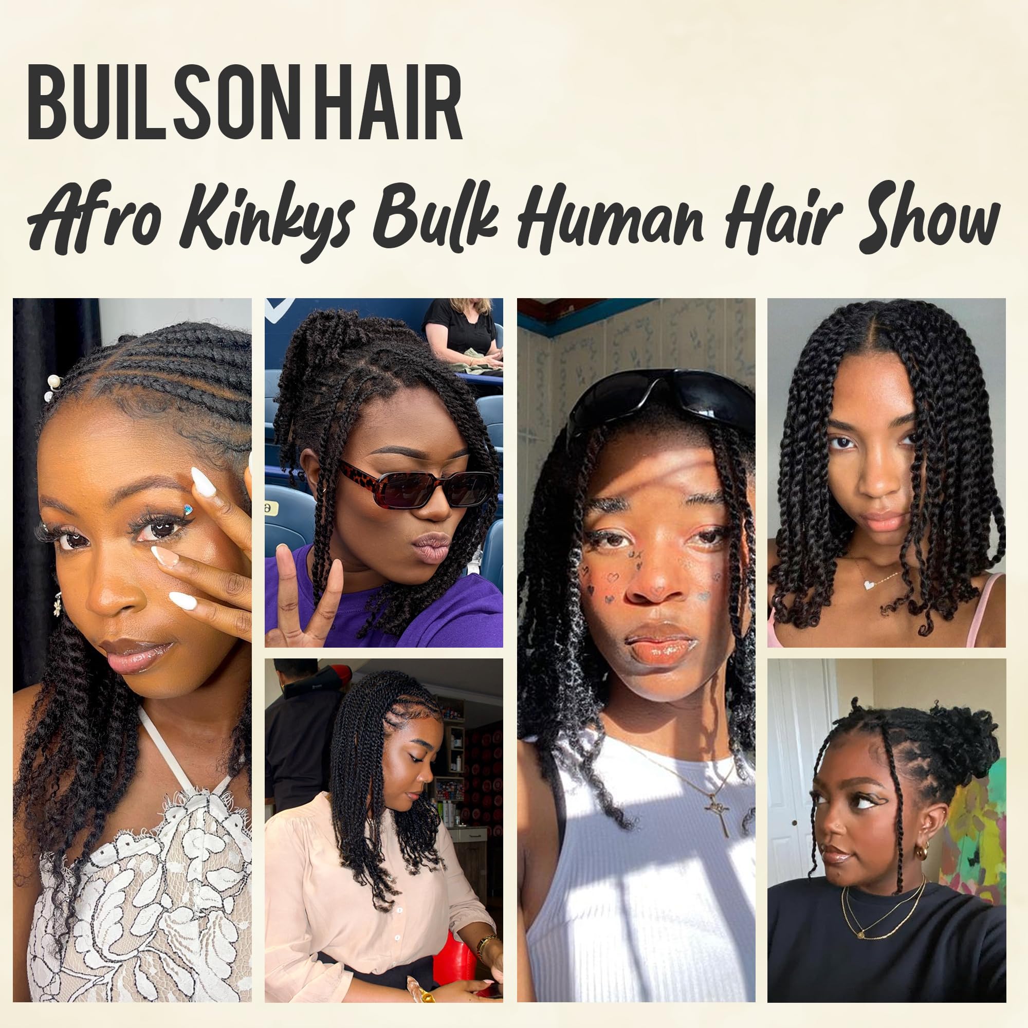 Builson Afro Kinky Bulk full-head ready guidance with 3-5 packs for desired fullness.