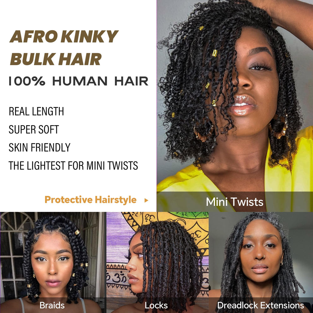Builson Afro Kinky Bulk lengths range from 12 to 22 inches for flexible styling.