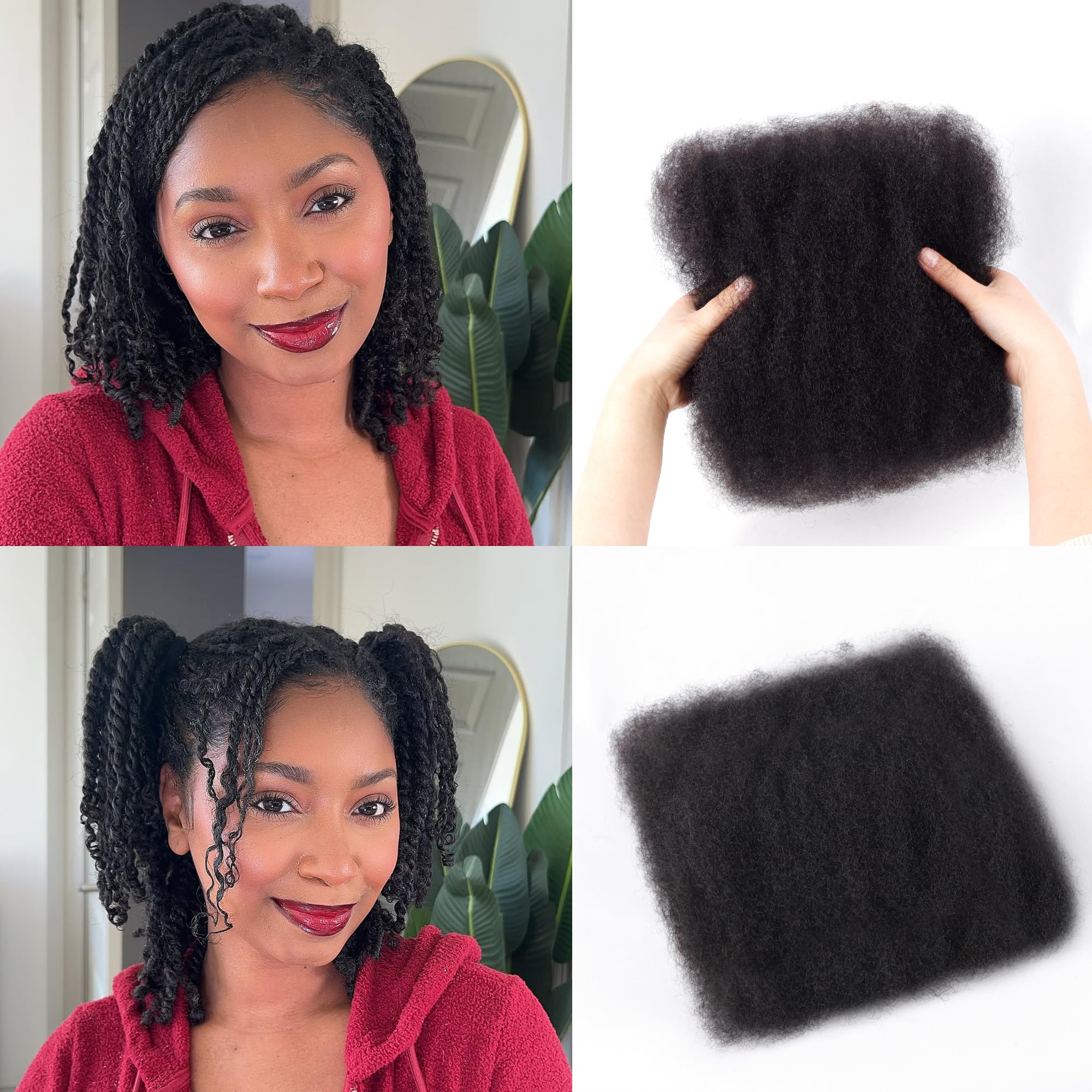 Builson Afro Kinky Bulk natural texture close-up showing realistic curl pattern for mini twists.