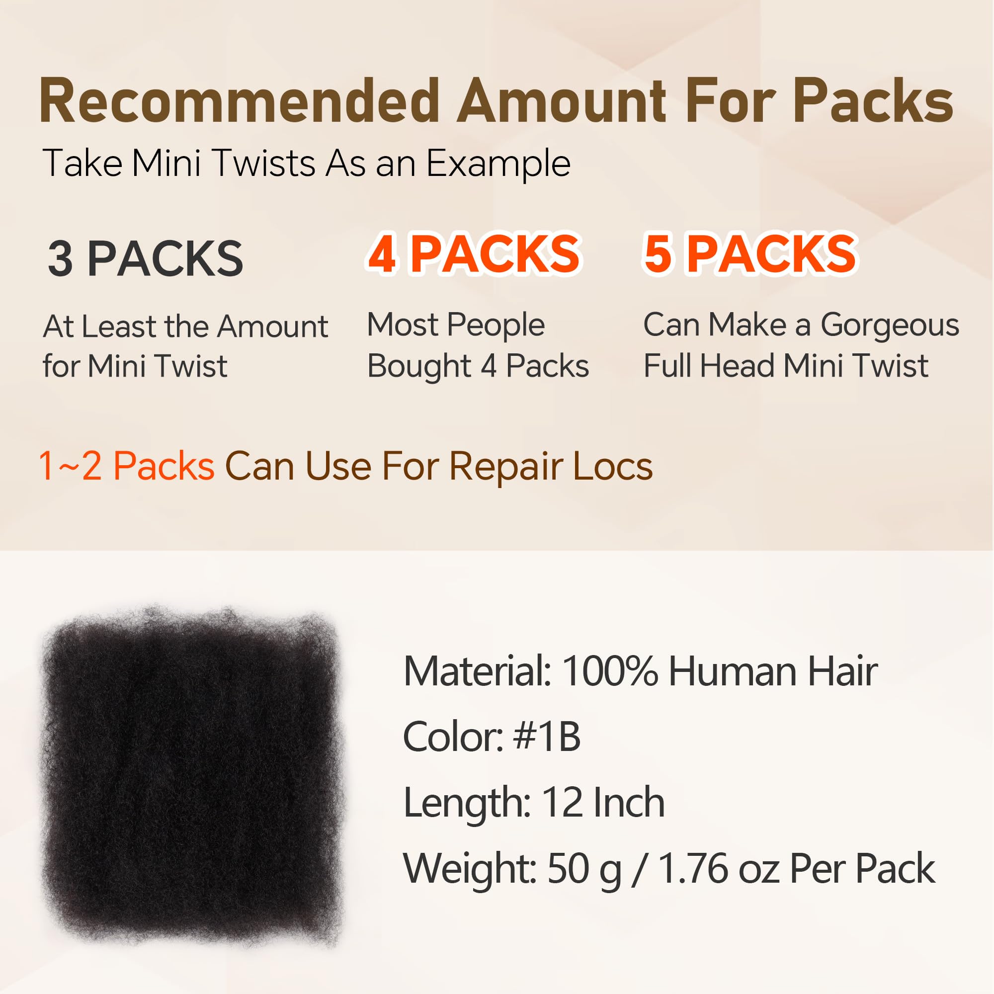Builson Afro Kinky Bulk packaging reveals 50g per pack for easy layering.