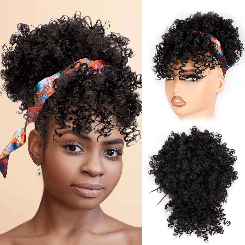 Builson drawstring ponytail kinky-curly texture provides realistic volume.
