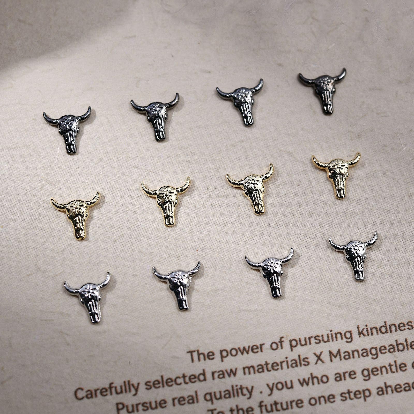 Bull Head Charms gun-black head closeup offers edgy Halloween vibe