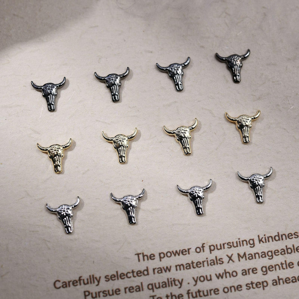 Bull Head Charms gun-black head closeup offers edgy Halloween vibe