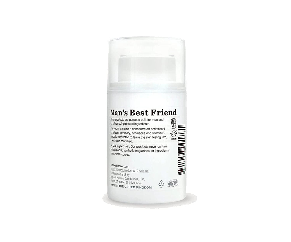 Bulldog Age Defence Serum creamy texture swatch — suitable for all skin types.