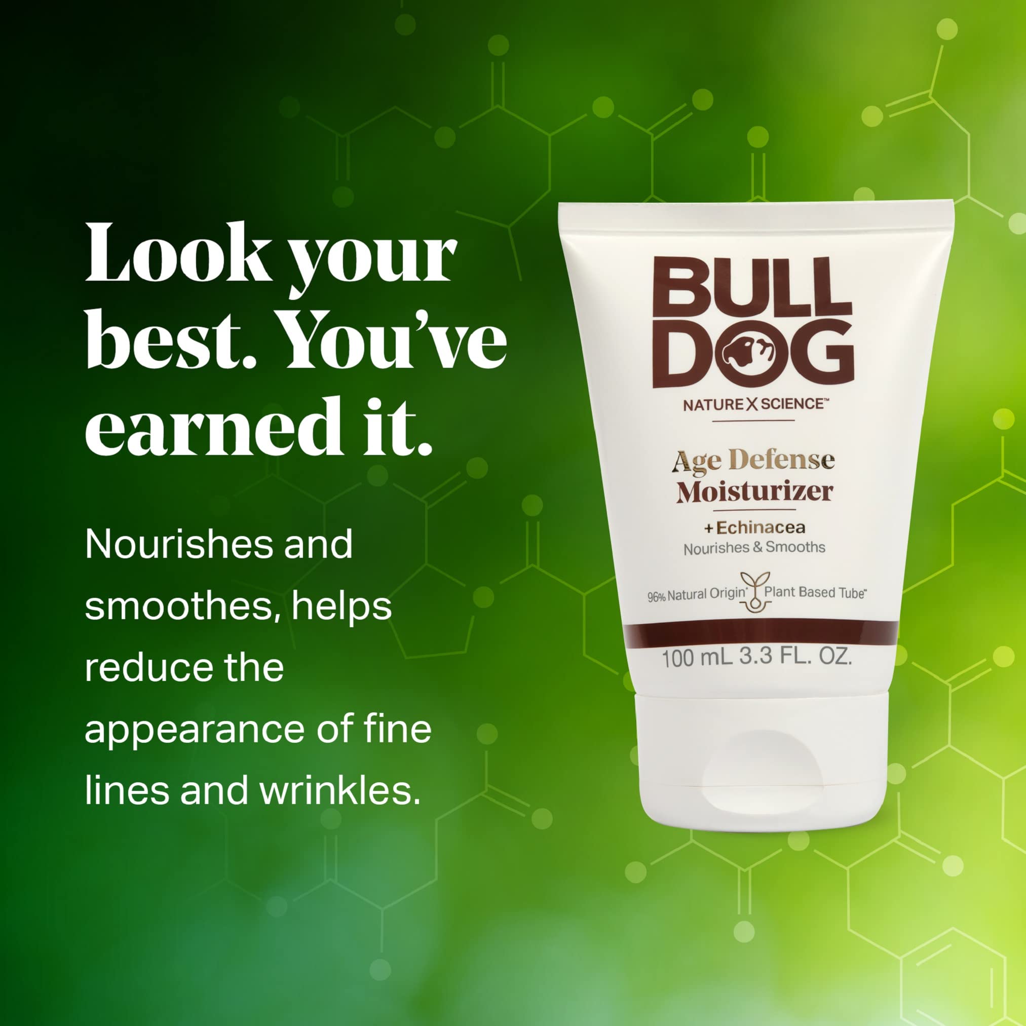 BULLDOG Age Defense ingredients with rosemary, echinacea, and Vitamin E for antioxidant support