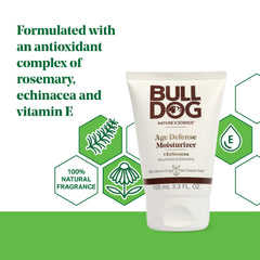 BULLDOG Age Defense Moisturizer application on skin shows daily use