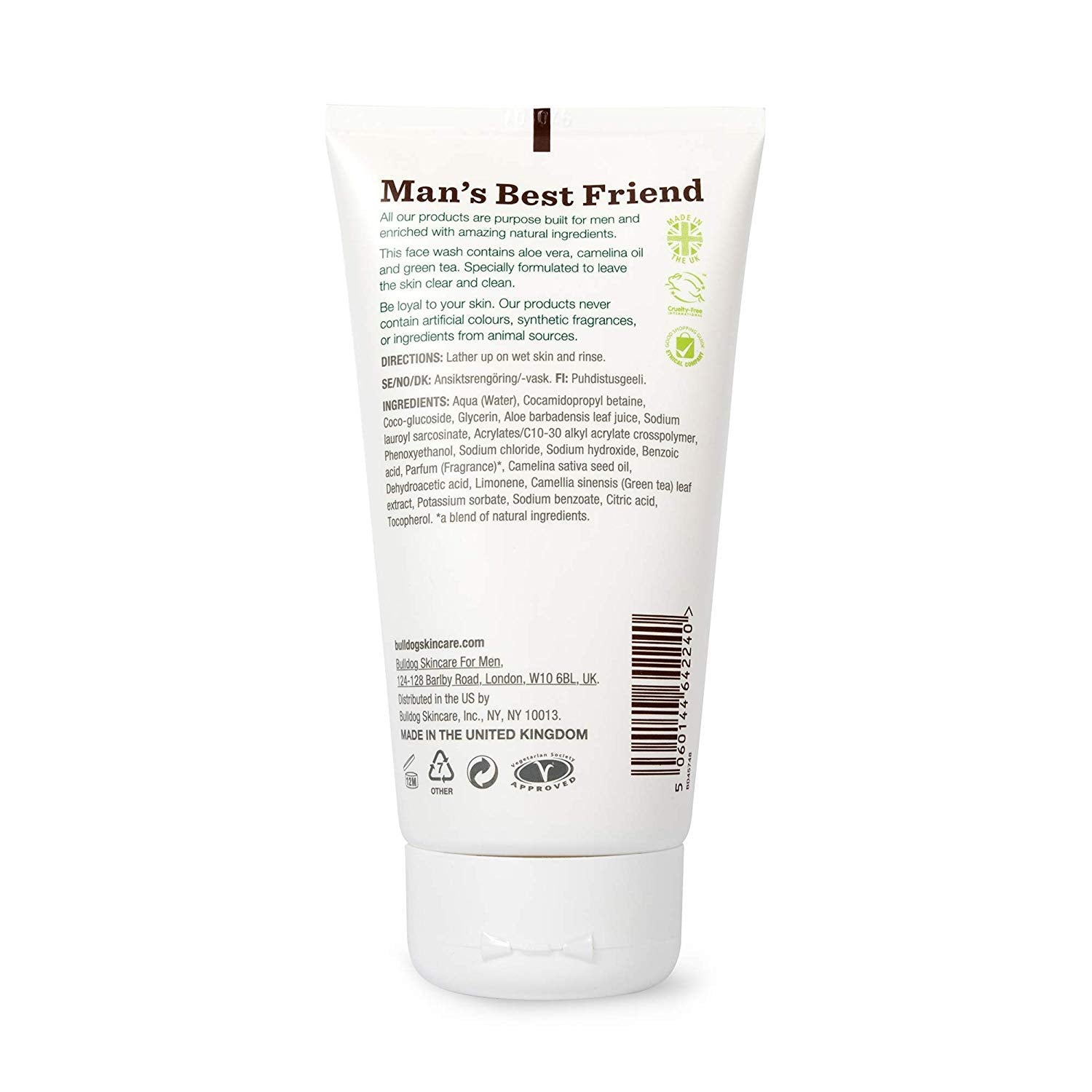 Bulldog Original Face Wash camelina oil ingredients shot