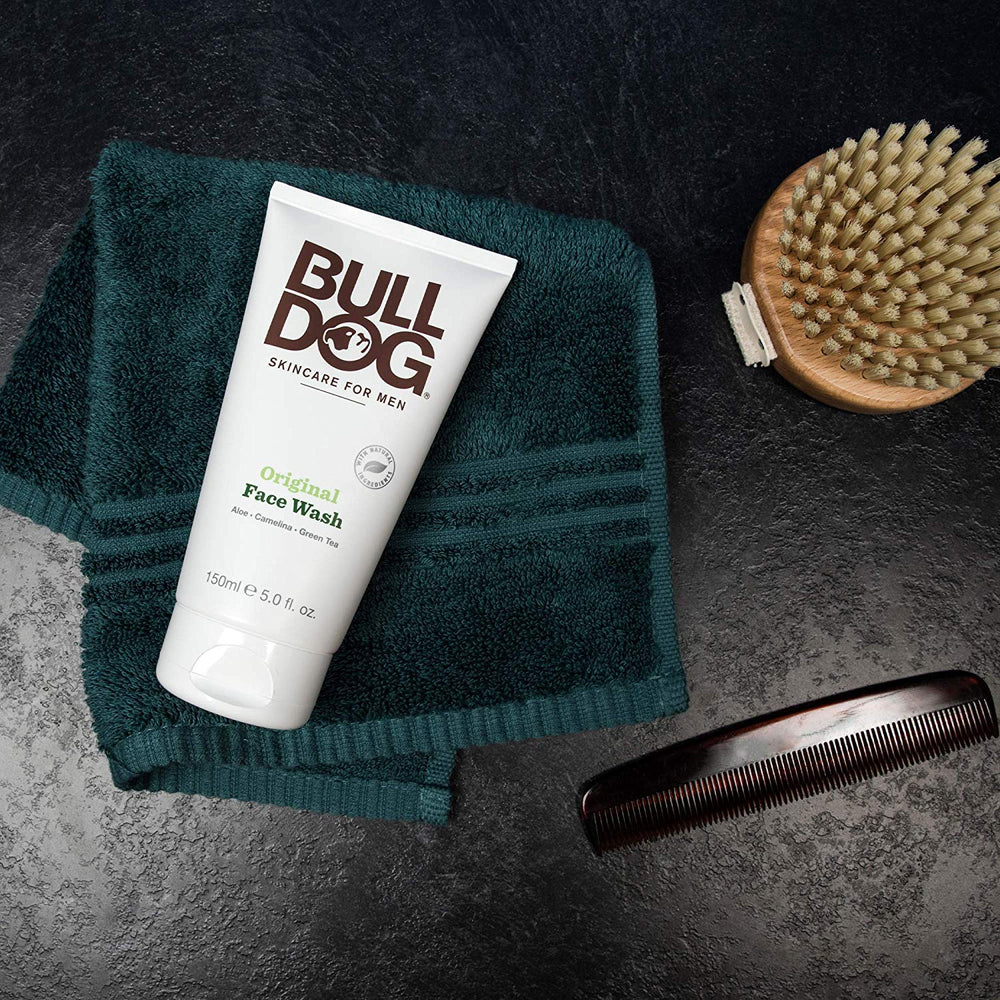 Bulldog Original Face Wash cruelty-free label closeup