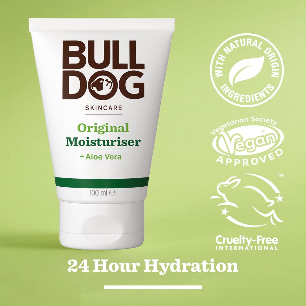 Bulldog Original Moisturiser cream texture closeup for smooth application and skin hydration