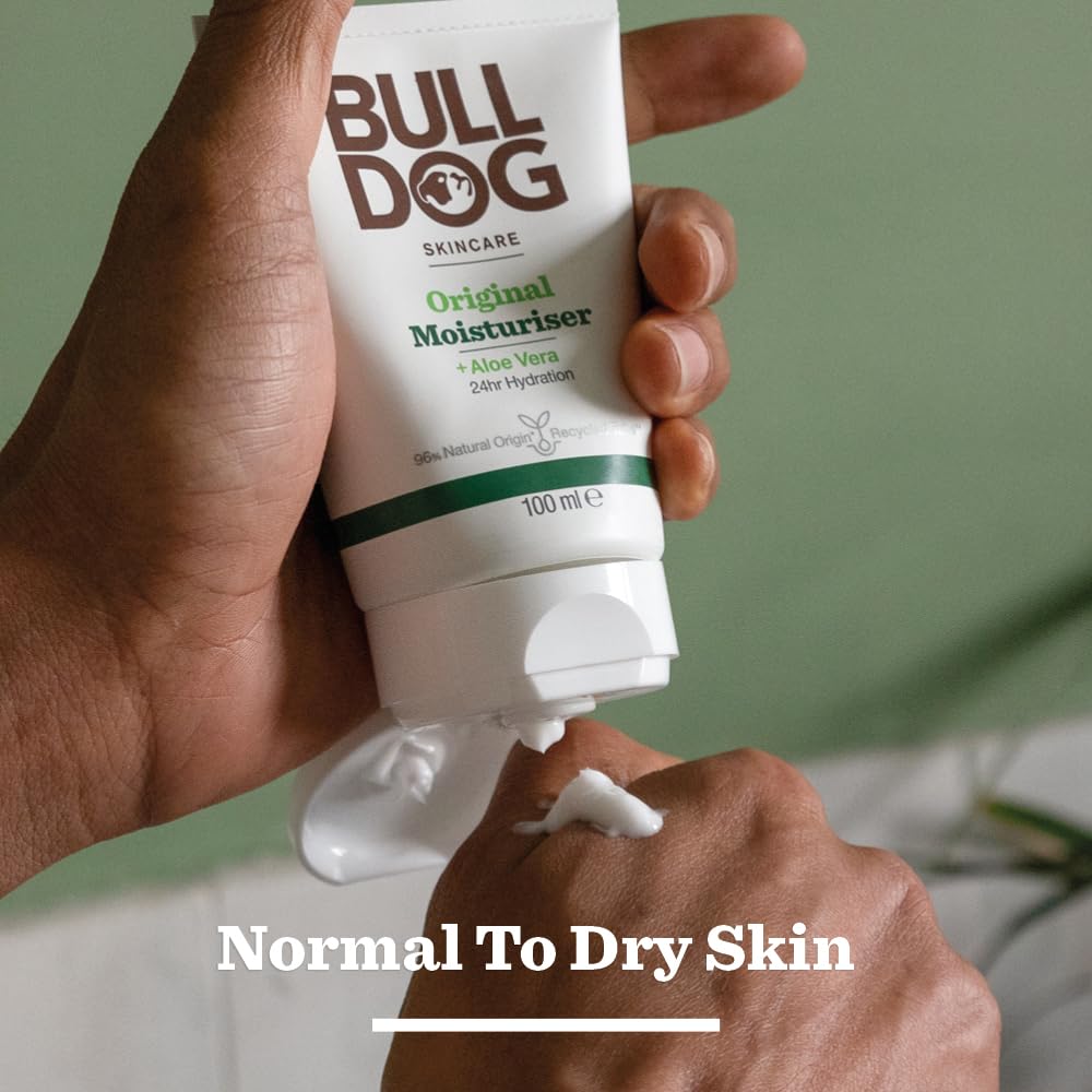 Bulldog Original Moisturiser packaging and label highlighting vegan, cruelty-free stance