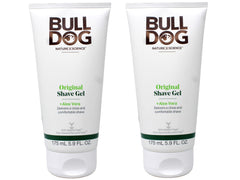 Bulldog Original Shave Gel bottle closeup highlighting natural ingredients for a smoother shave