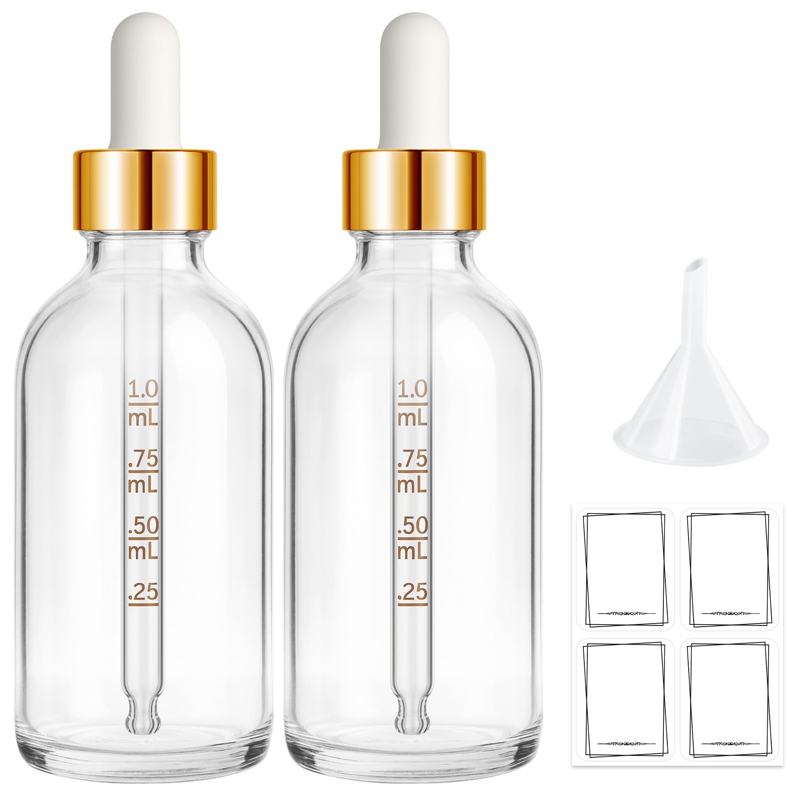 Bumobum 2oz glass dropper bottle with golden cap for leakproof essential oil storage