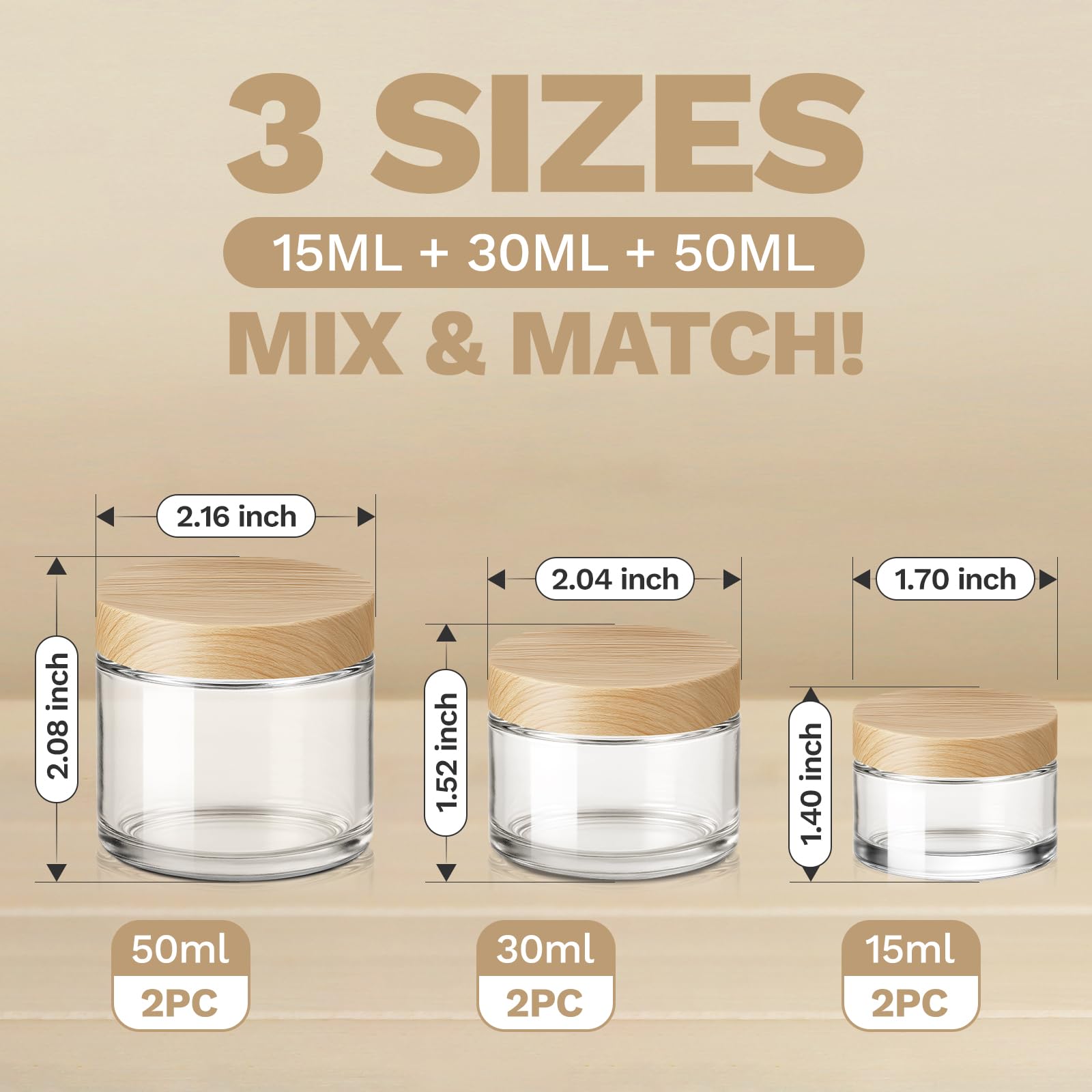 Bumobum glass jar 50ml clear stores larger potions for travel.