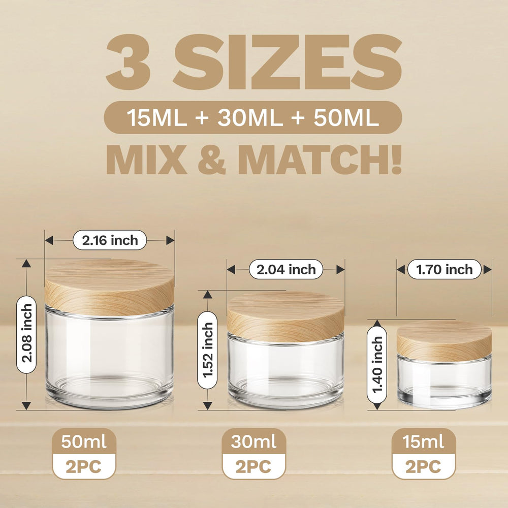 Bumobum glass jar 50ml clear stores larger potions for travel.