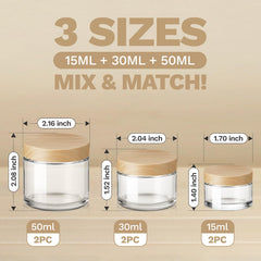 Bumobum glass jar 50ml clear stores larger potions for travel.