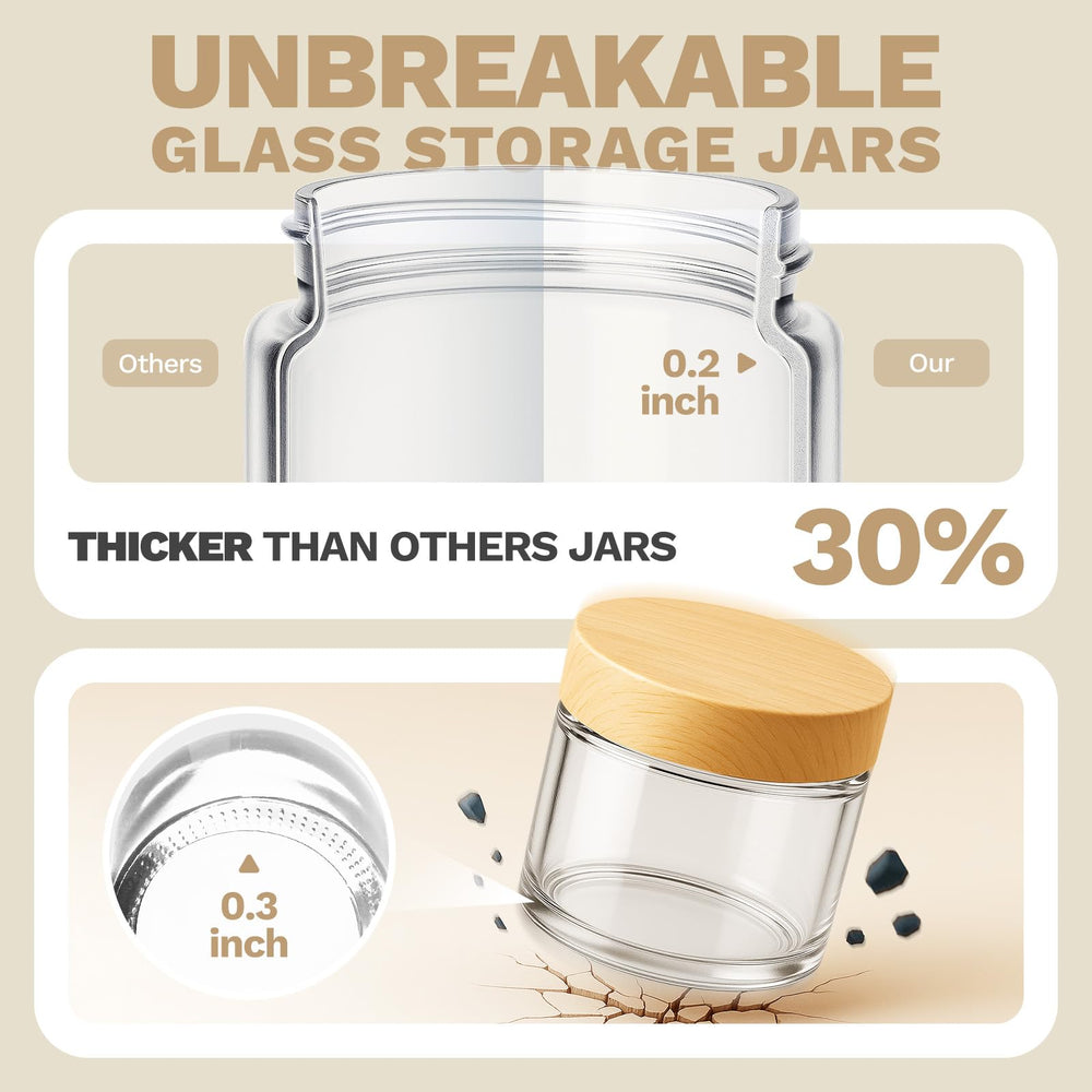 Bumobum thick-wall glass jar shows rugged durability and premium feel.