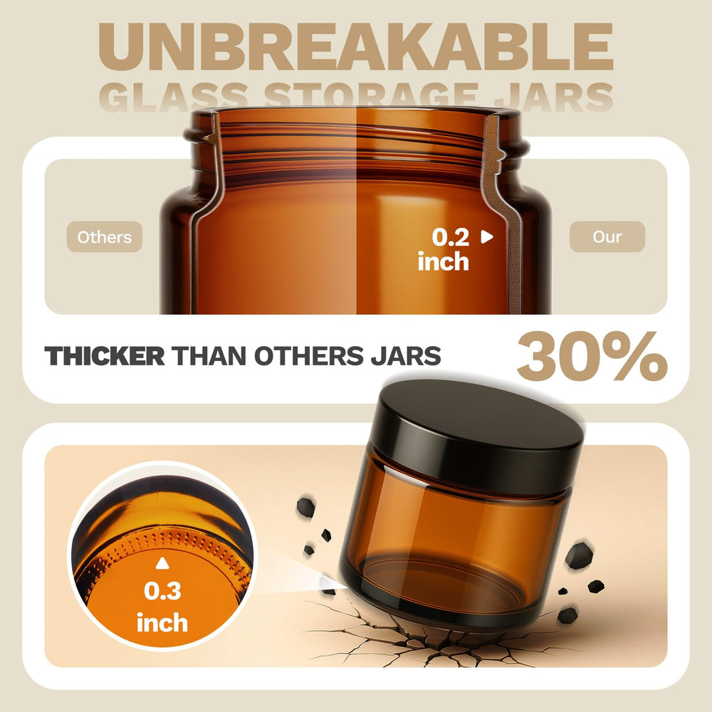 Bumobum thick-walled jar demonstrates impact resistance for safe storage at home or on travel.