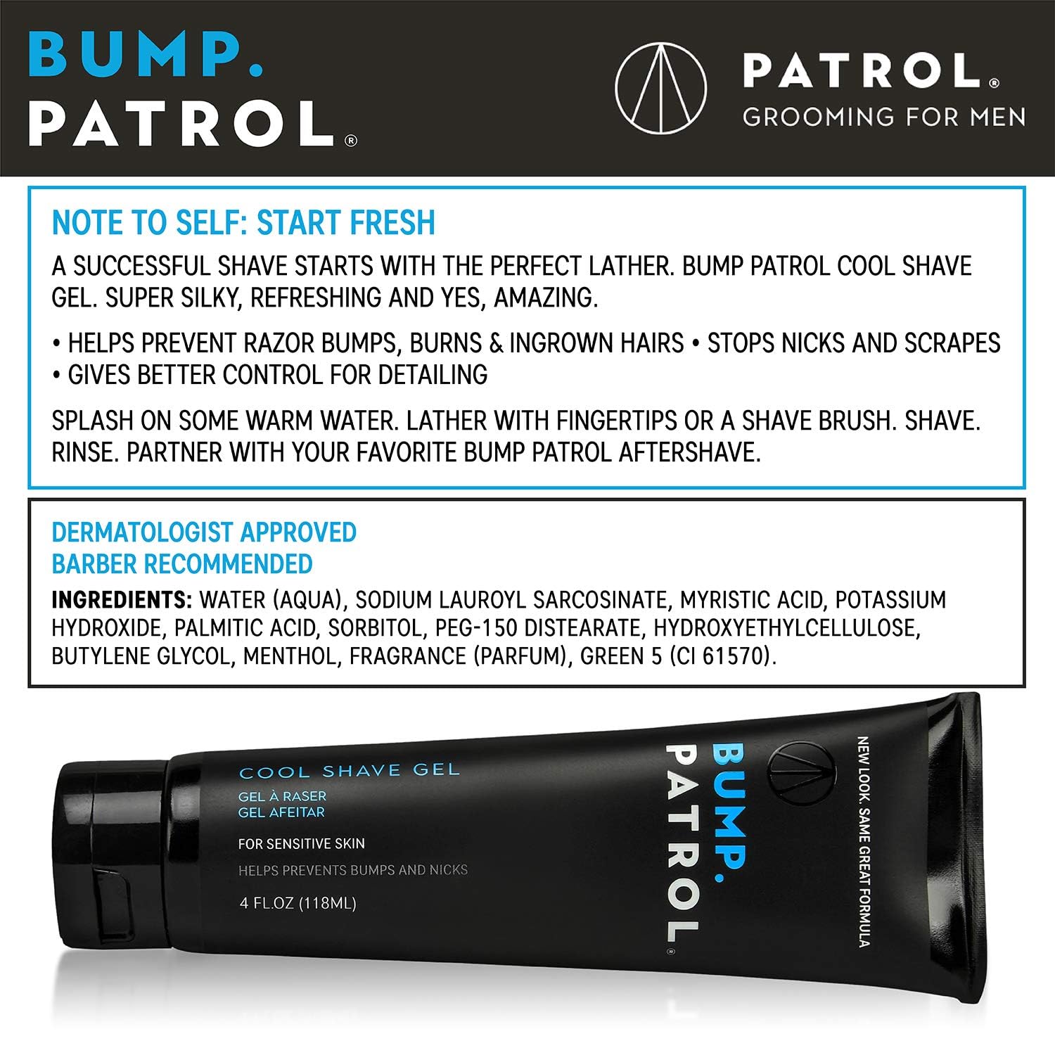 Bump Patrol Cool Shave Gel menthol-drops refresh during shaving