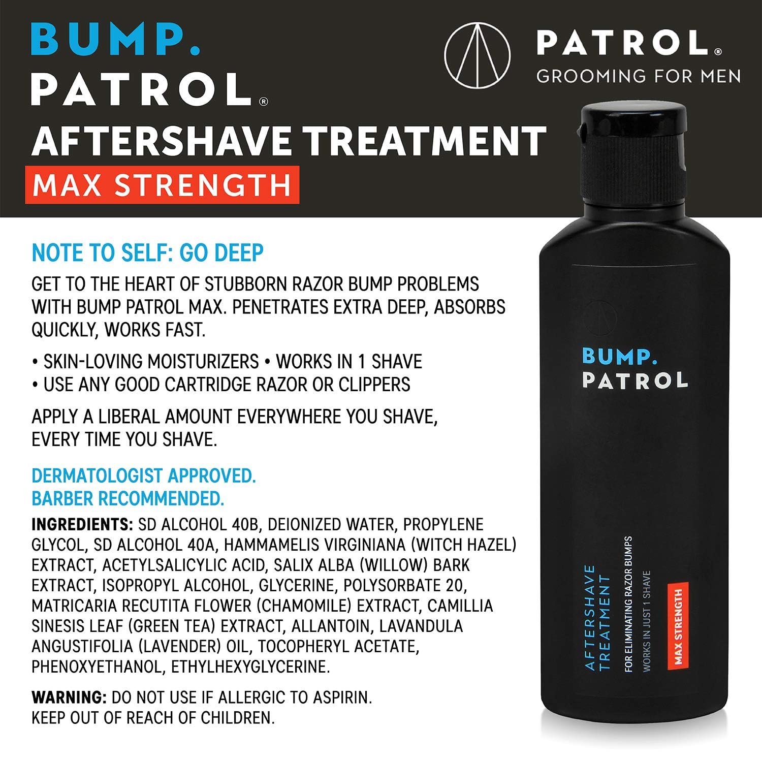 Bump Patrol being applied to the neck to help reduce irritation after shaving