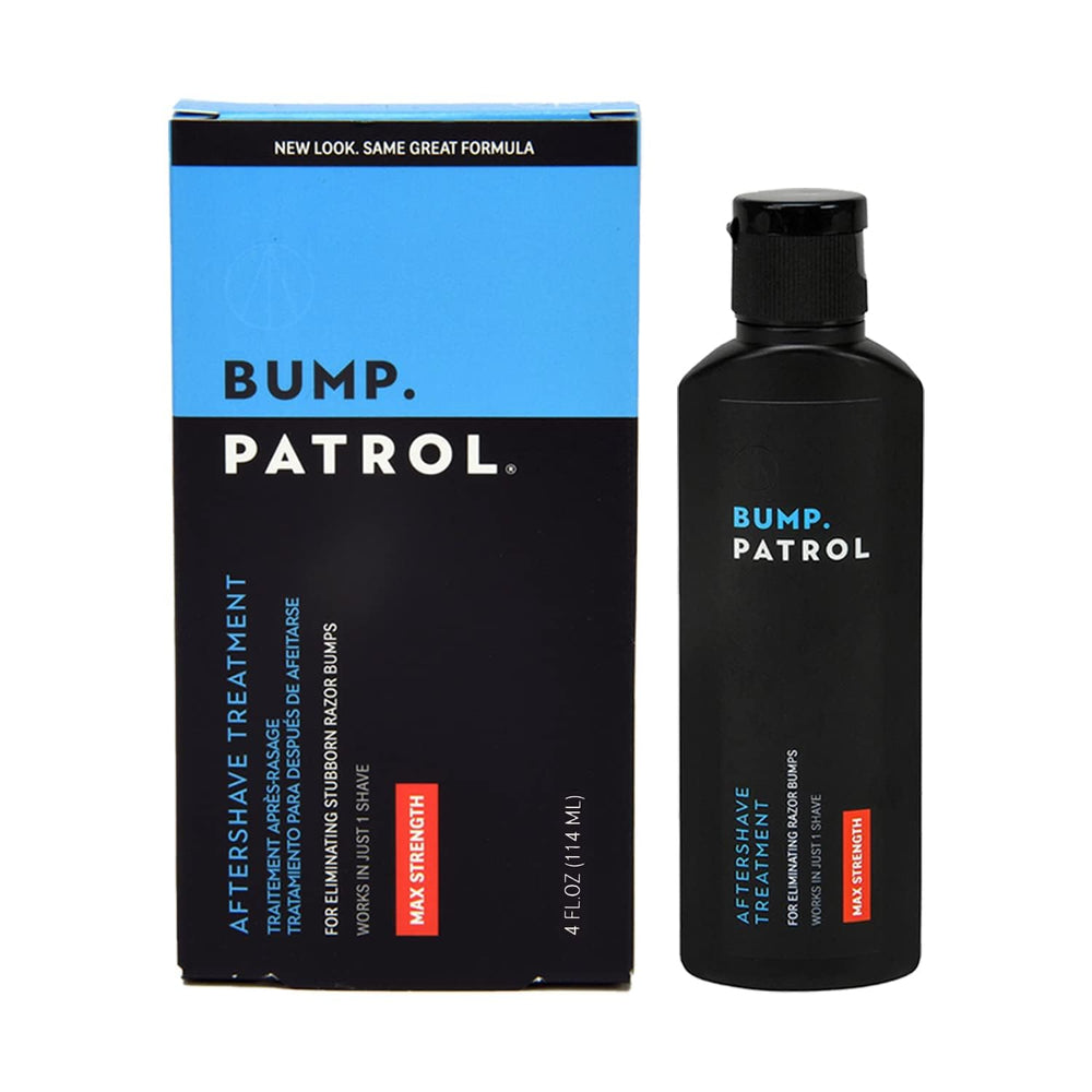 Bump Patrol maximum-strength aftershave bottle 4oz showing powerful formula for razor bumps and irritation relief