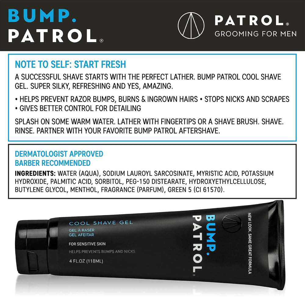 Bump Patrol Menthol cooling highlights a refreshing sensation during shaving.