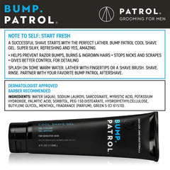 Bump Patrol Menthol cooling highlights a refreshing sensation during shaving.