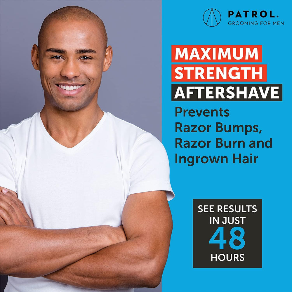Bump Patrol neckline shaving cleanup image emphasizing aftercare for sensitive skin