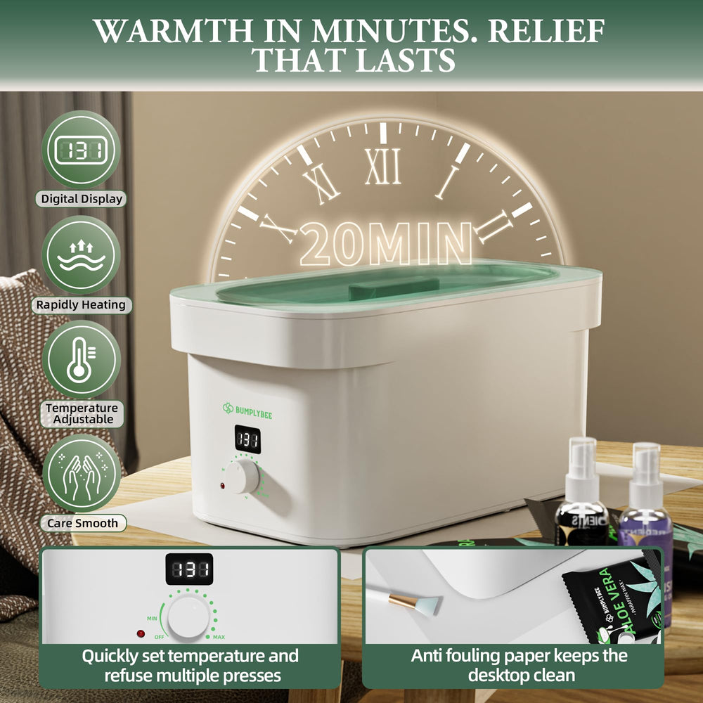 BUMPLYBEE aloe vera wax refill pack pouring into unit promoting non-greasy finish.