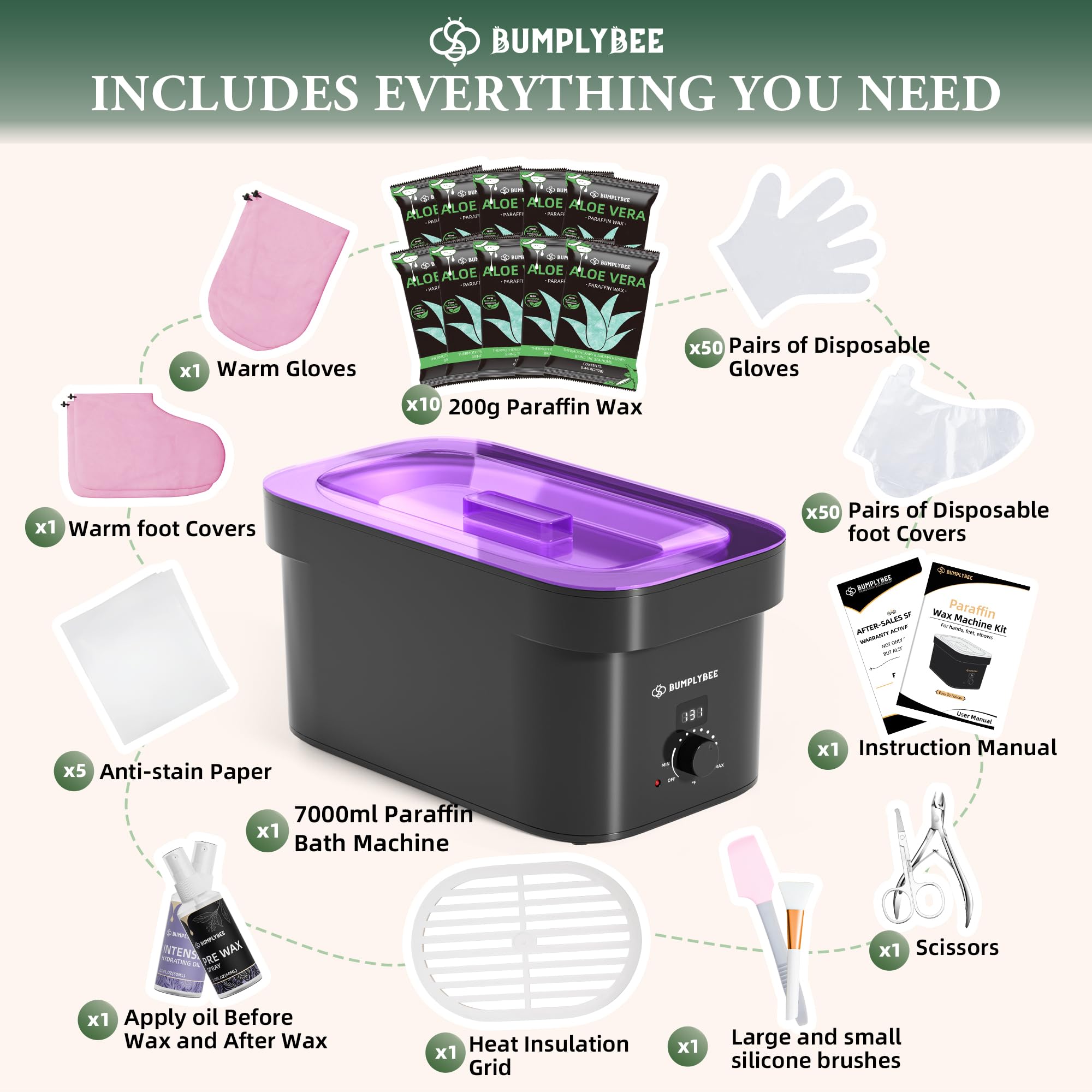 BUMPLYBEE paraffin wax machine digital display highlights precise temperature control for tailored care