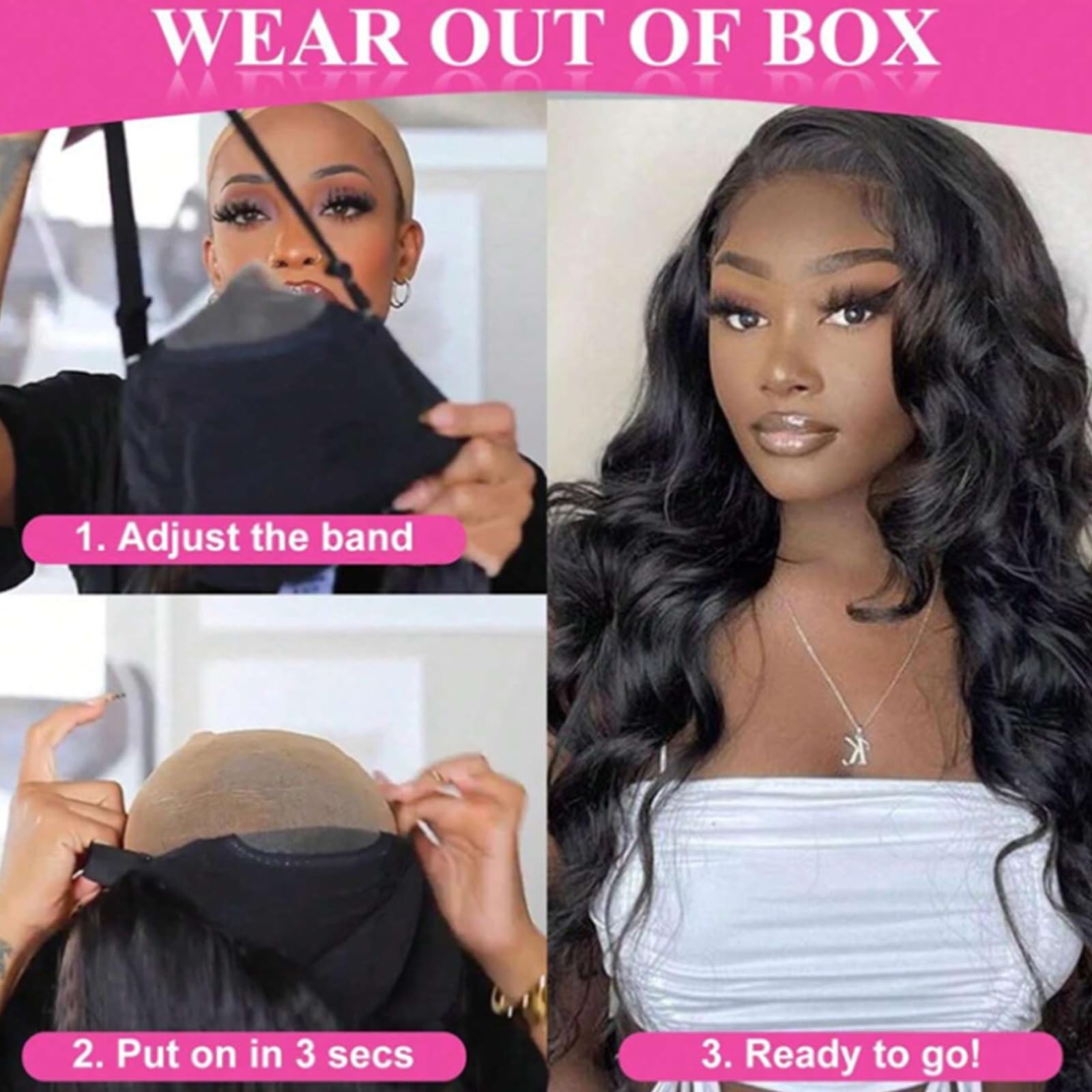 bunGiol glueless wig pre-plucked hairline detail for quick natural install