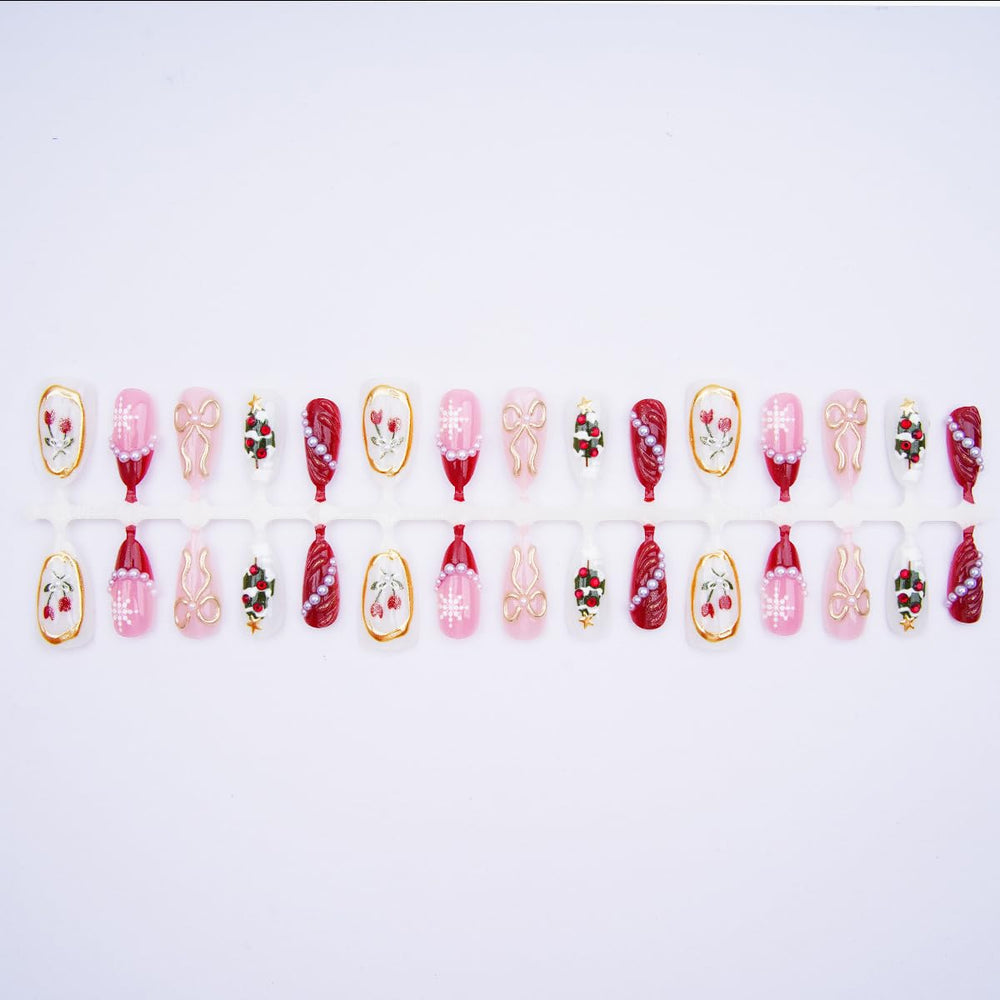 BUNLVDI Christmas press-on nails simple removal for easy reuse.