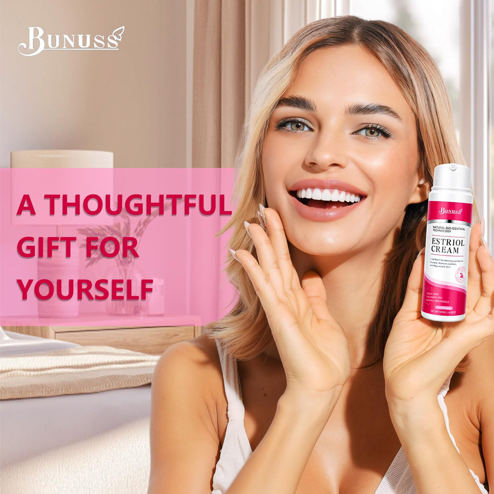 BUNUSS Estriol ingredients concept image highlights wild yam and botanical actives.