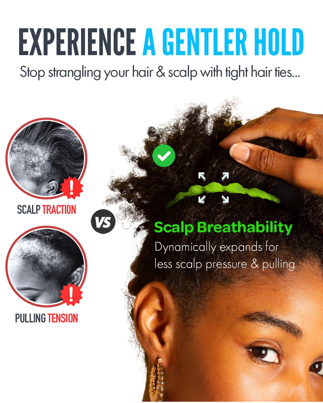 Bunzees non-slip hold demonstration on thick curly hair for secure styling