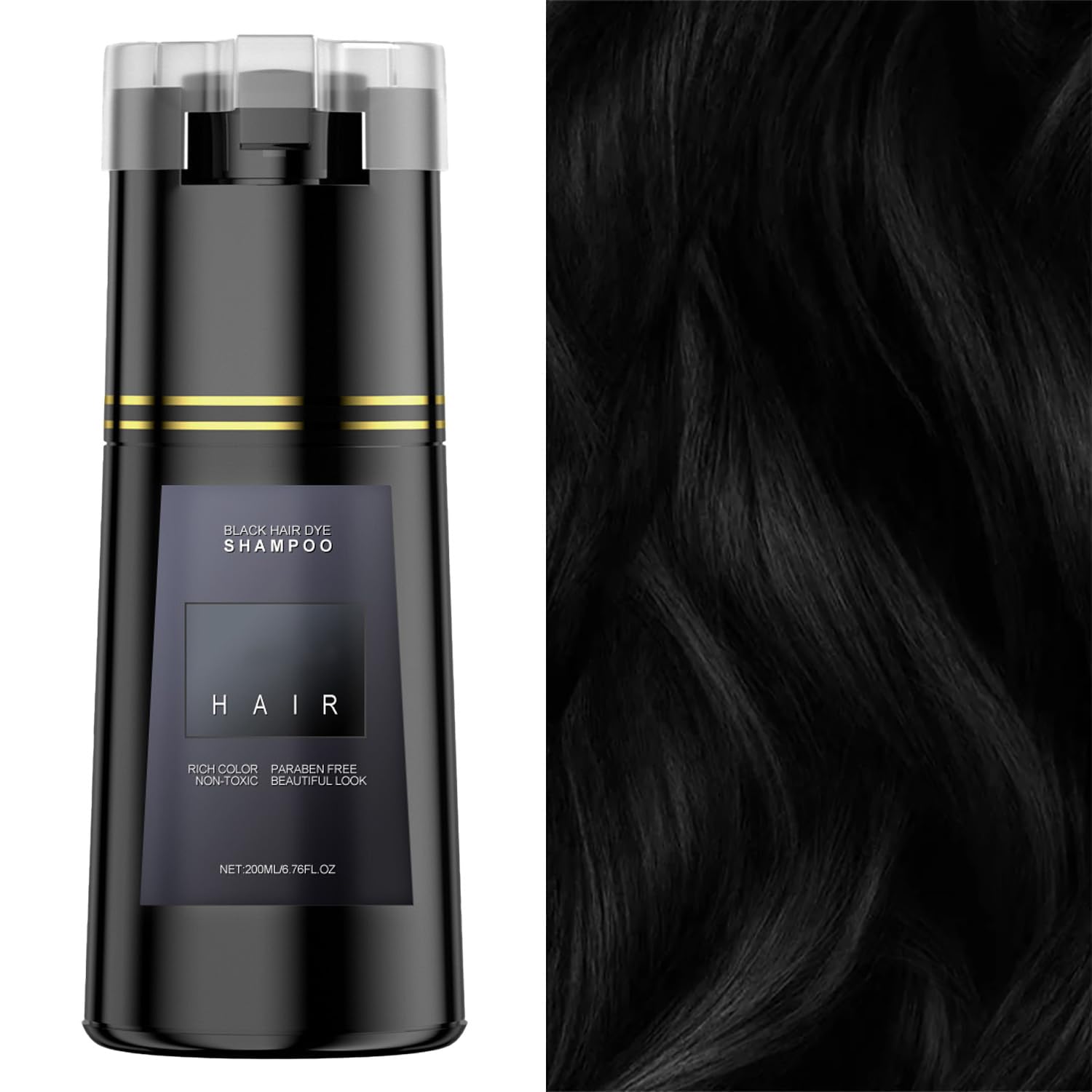 Bupposes black dye shampoo packaging highlights at-home color
