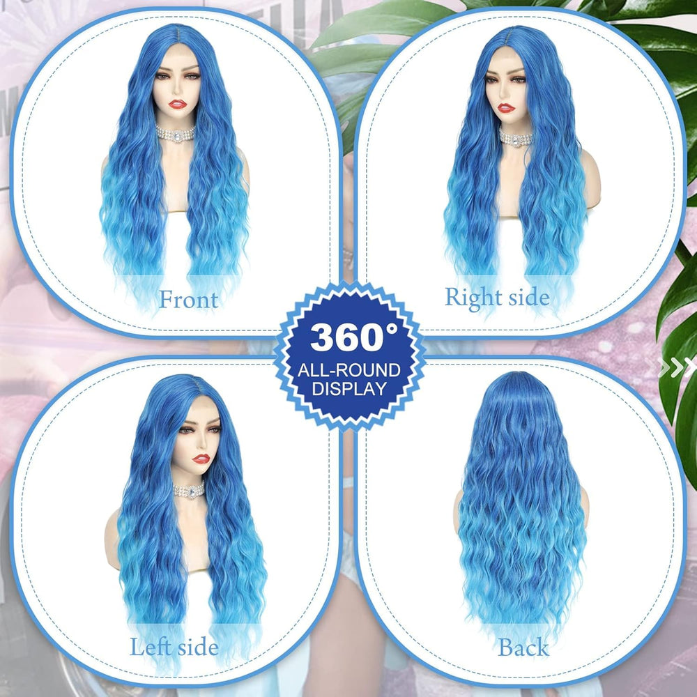 BUPPLER Blue cosplay wig perfect for weddings and parties with volume