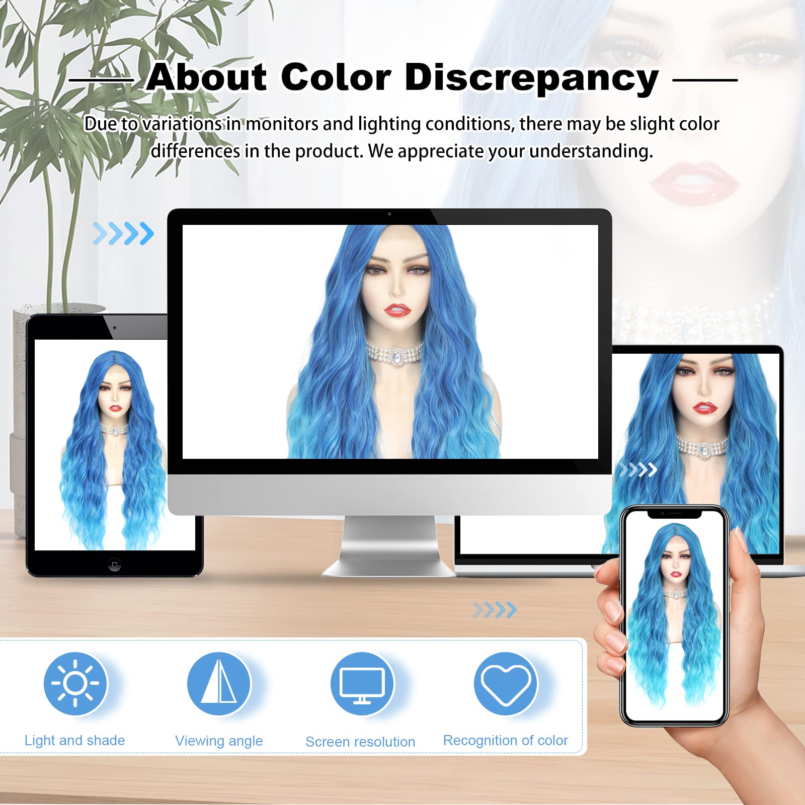 BUPPLER Daily-use blue wig ideal for daily outfits and events