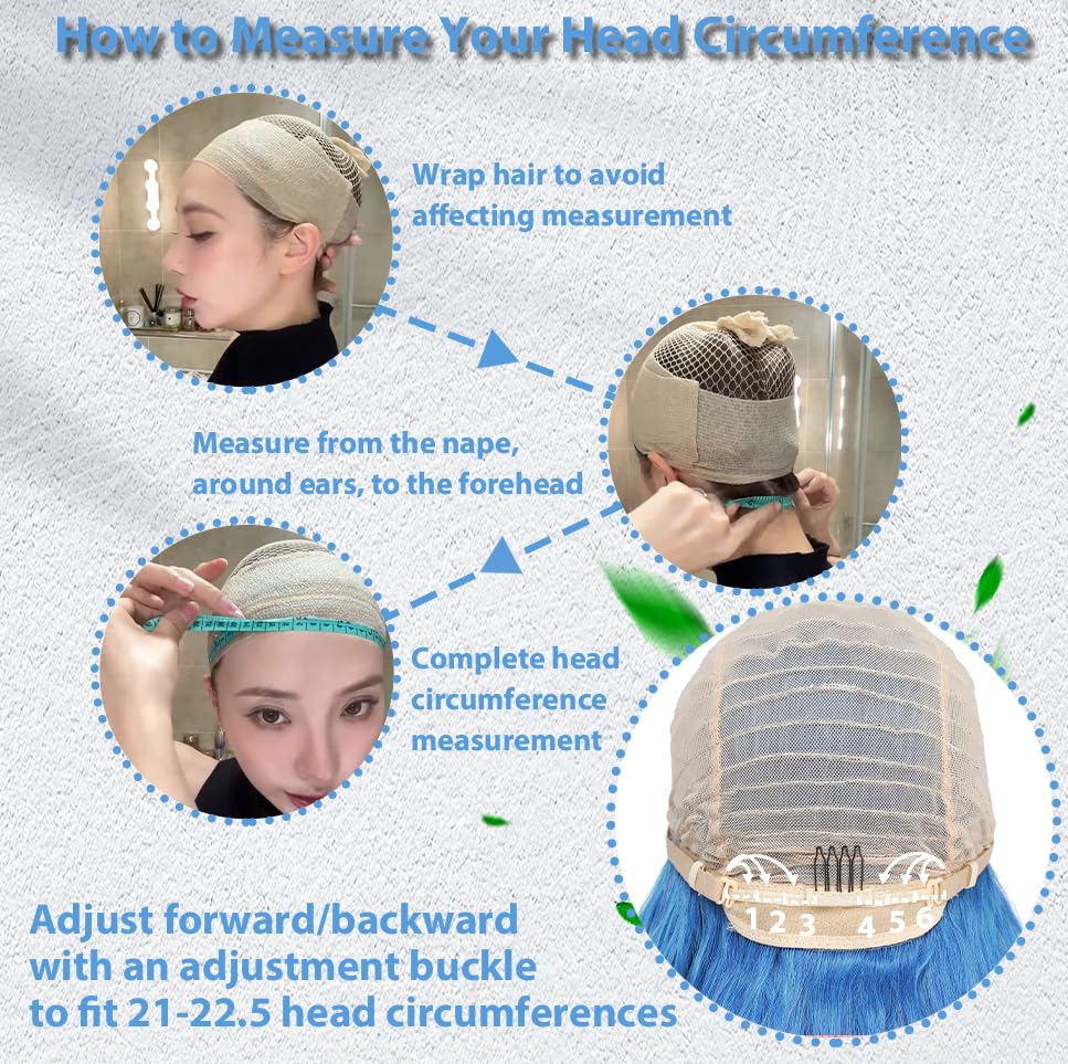 BUPPLER Heat-resistant fiber wig blue ready for styling with heat tools
