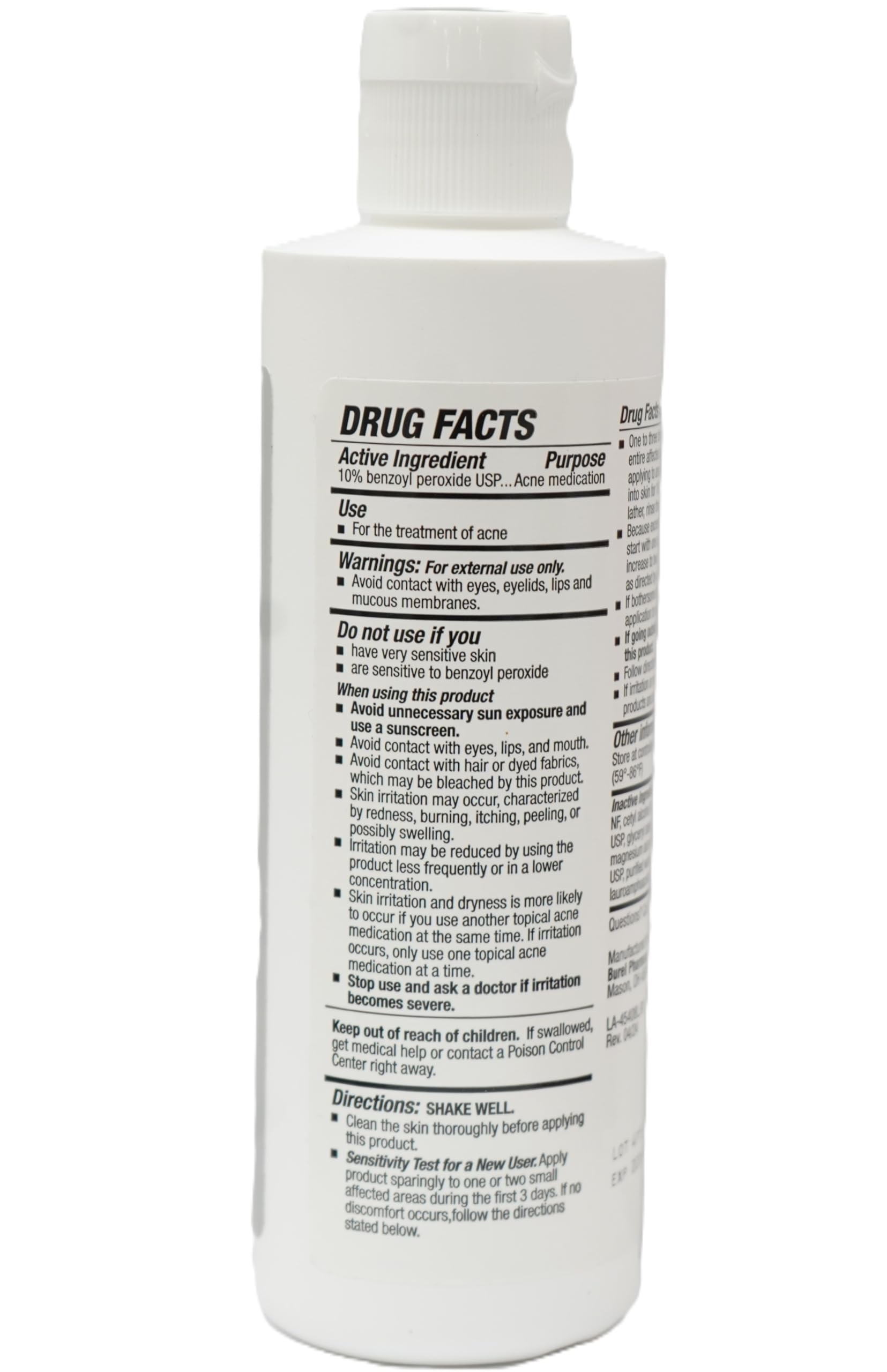 Burelpharma benzoyl peroxide wash ingredients aloe vera soothe and moisturize skin