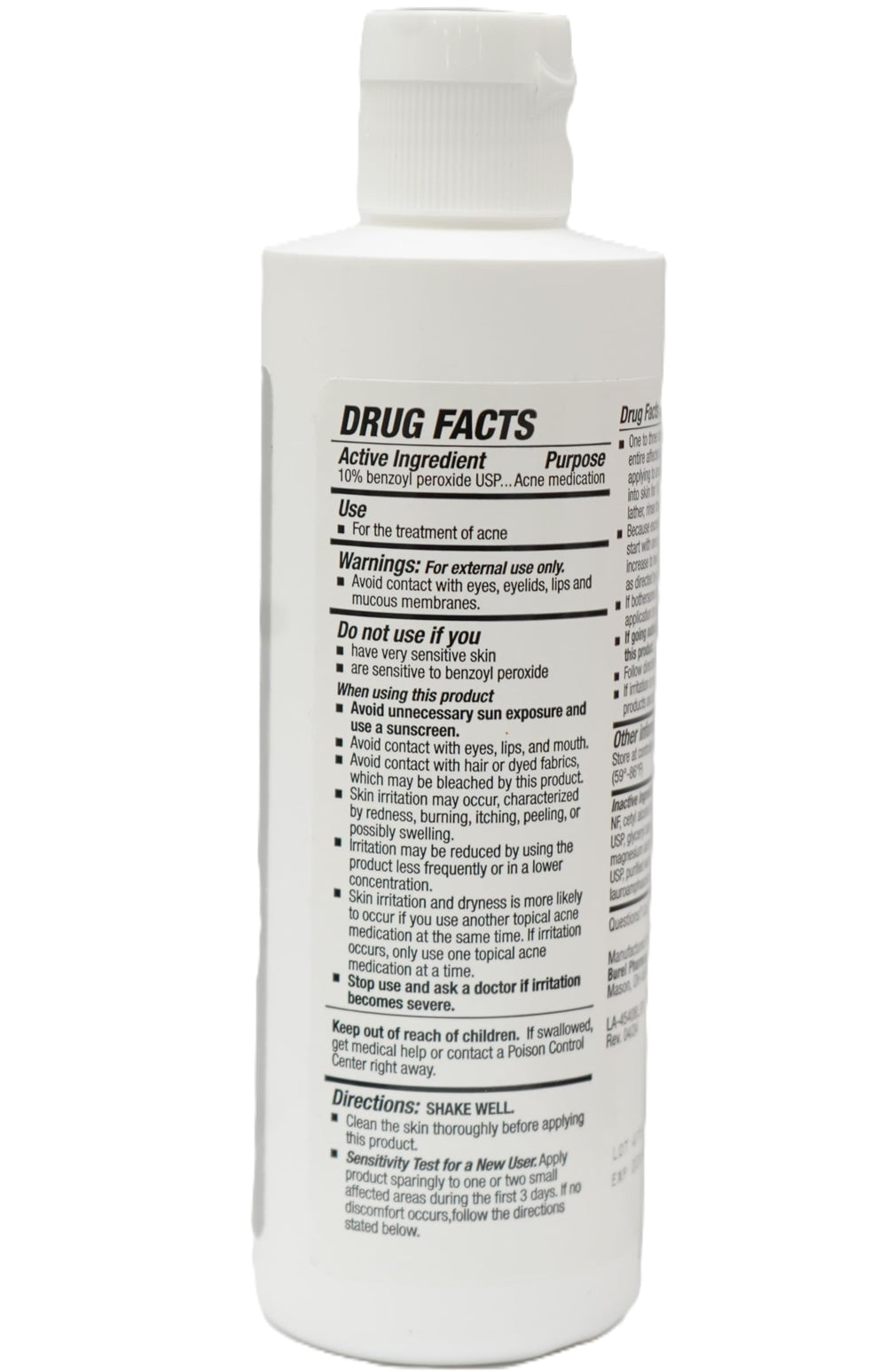 Burelpharma benzoyl peroxide wash ingredients aloe vera soothe and moisturize skin