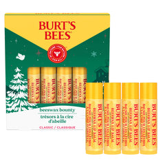 Burt's Bees Beeswax Bounty gift set box, holiday-ready lip care gift.