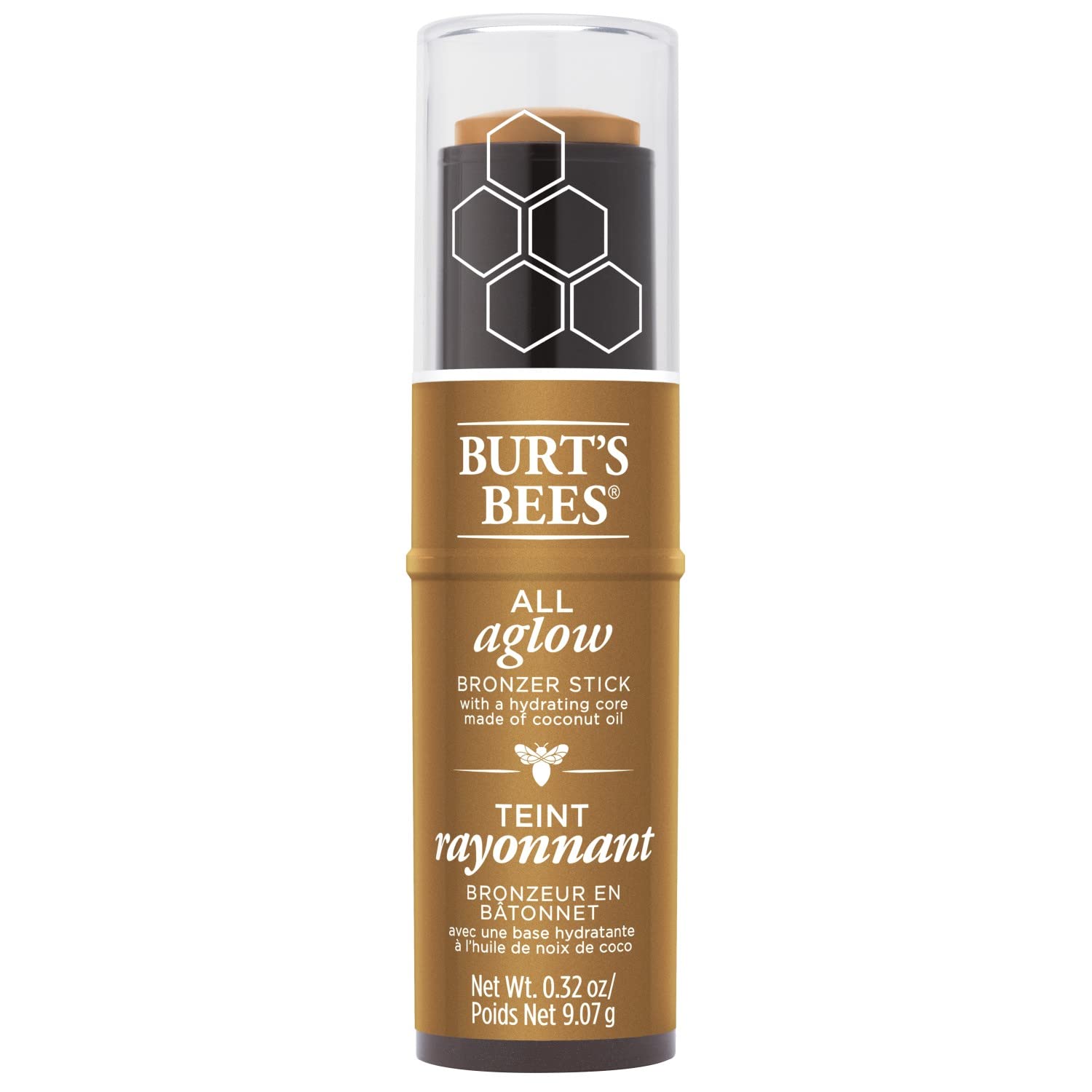 Burt's Bees Bronze Splash bronzer closeup shows smooth cream for effortless blend.