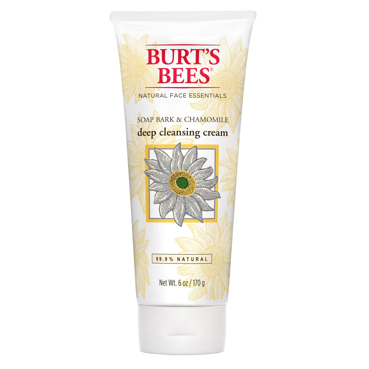Burt's Bees Deep Cleansing Cream bottle with soap bark and chamomile for a gentle daily cleanse