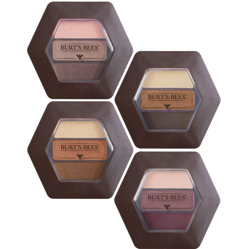 Burt's Bees eye shadow being applied with brush to demonstrate easy blending and crease resistance
